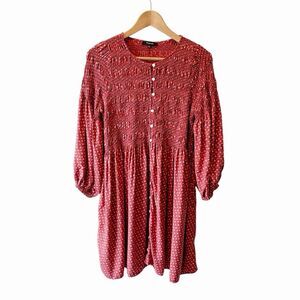 Madewell Button-Front Women’s Cottagecore Smocked Boho Babydoll Floral Dress